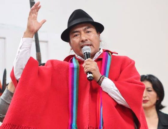 Leonidas Iza reaparece liderando manifestación y pide a Daniel Noboa que ‘dé un paso al costado’