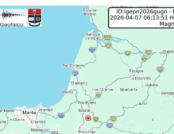 Sismo de magnitud 3.3 sacudió Portoviejo, Manabí, la mañana de este martes 7 de abril